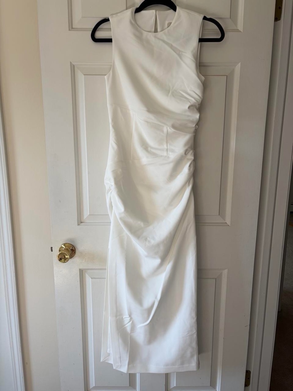 BHLDN White Sleeveless Ruched Maxi Dress